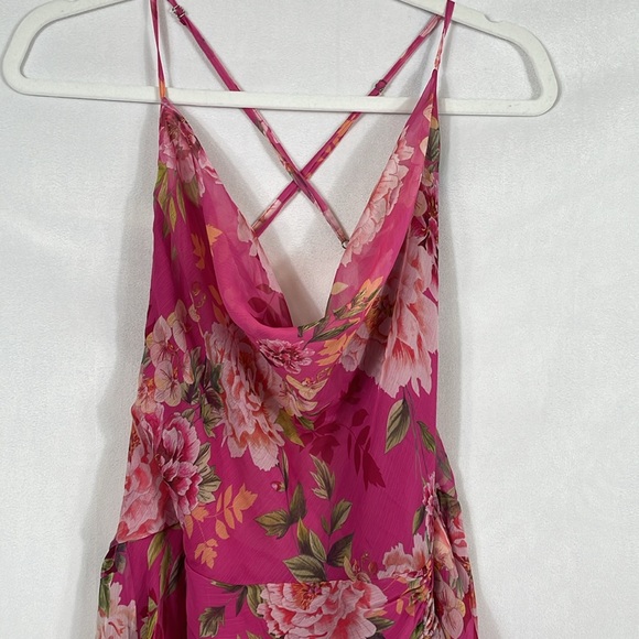 REVOLVE Sau Lee Fredia Freida Dress 14 Fuchsia Floral Maxi Low Strappy Back - Picture 6 of 16